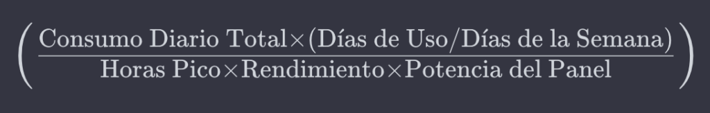 formula de la calculadora solar calcular cuantas placas solares necesitas 